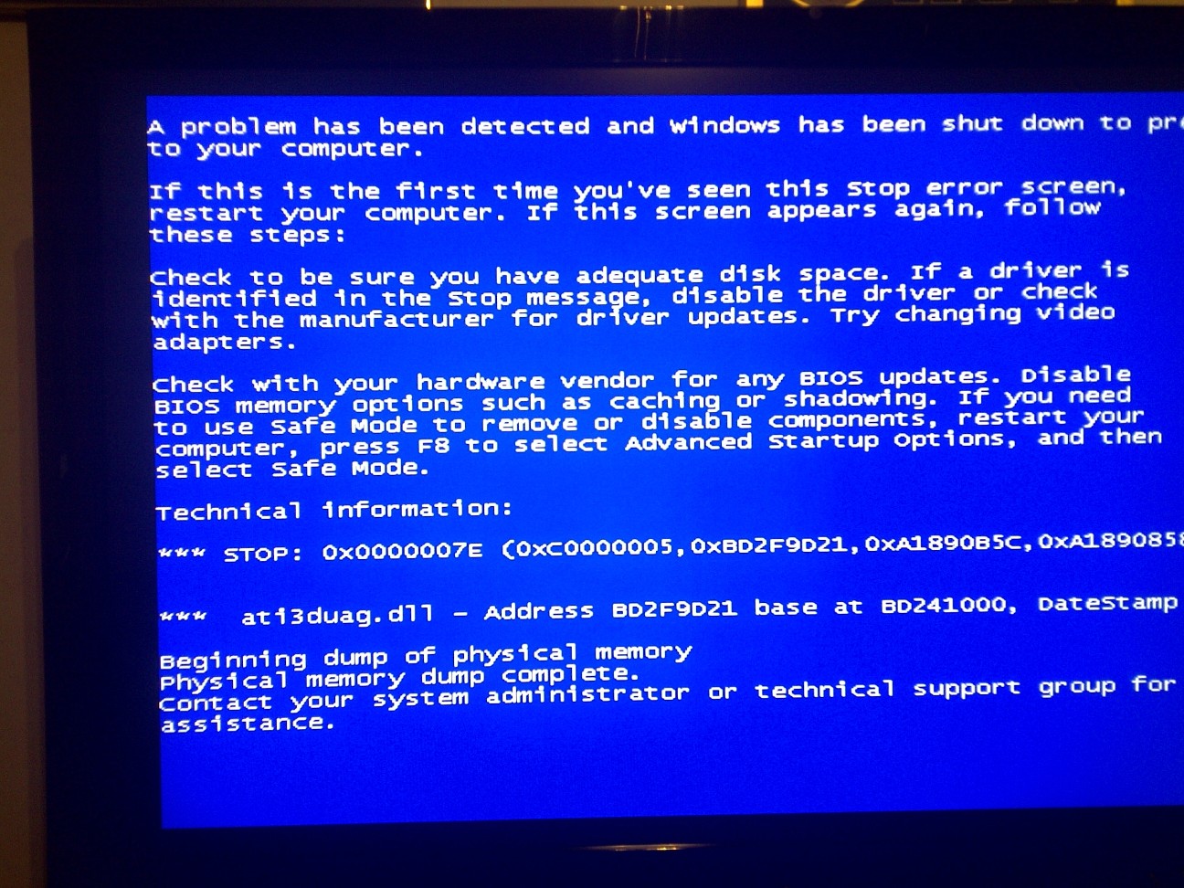 computer wont startup blue screen